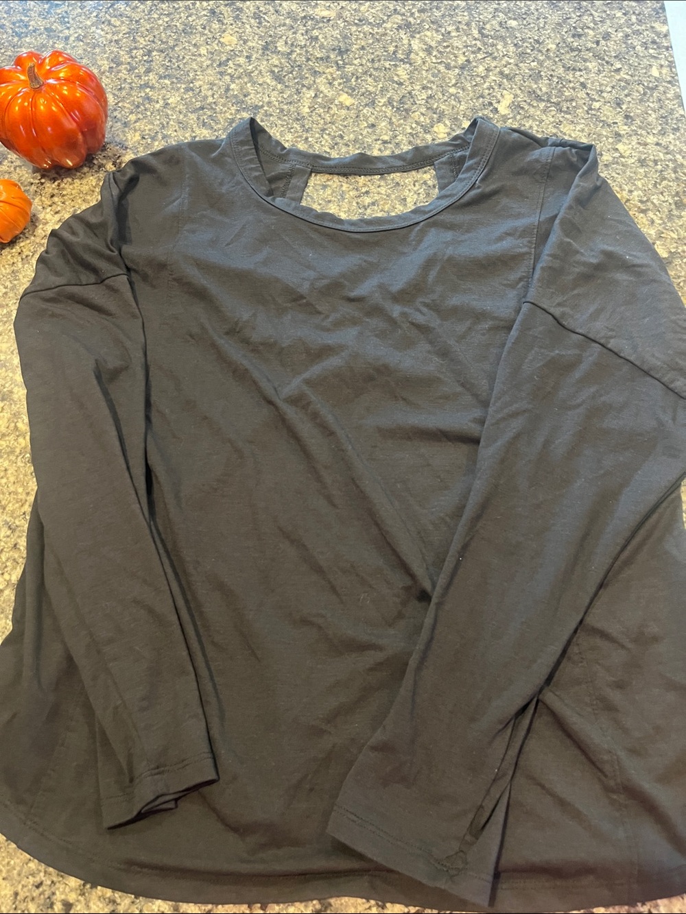 Open back - all in motion Black Long Sleeve Crewneck Top